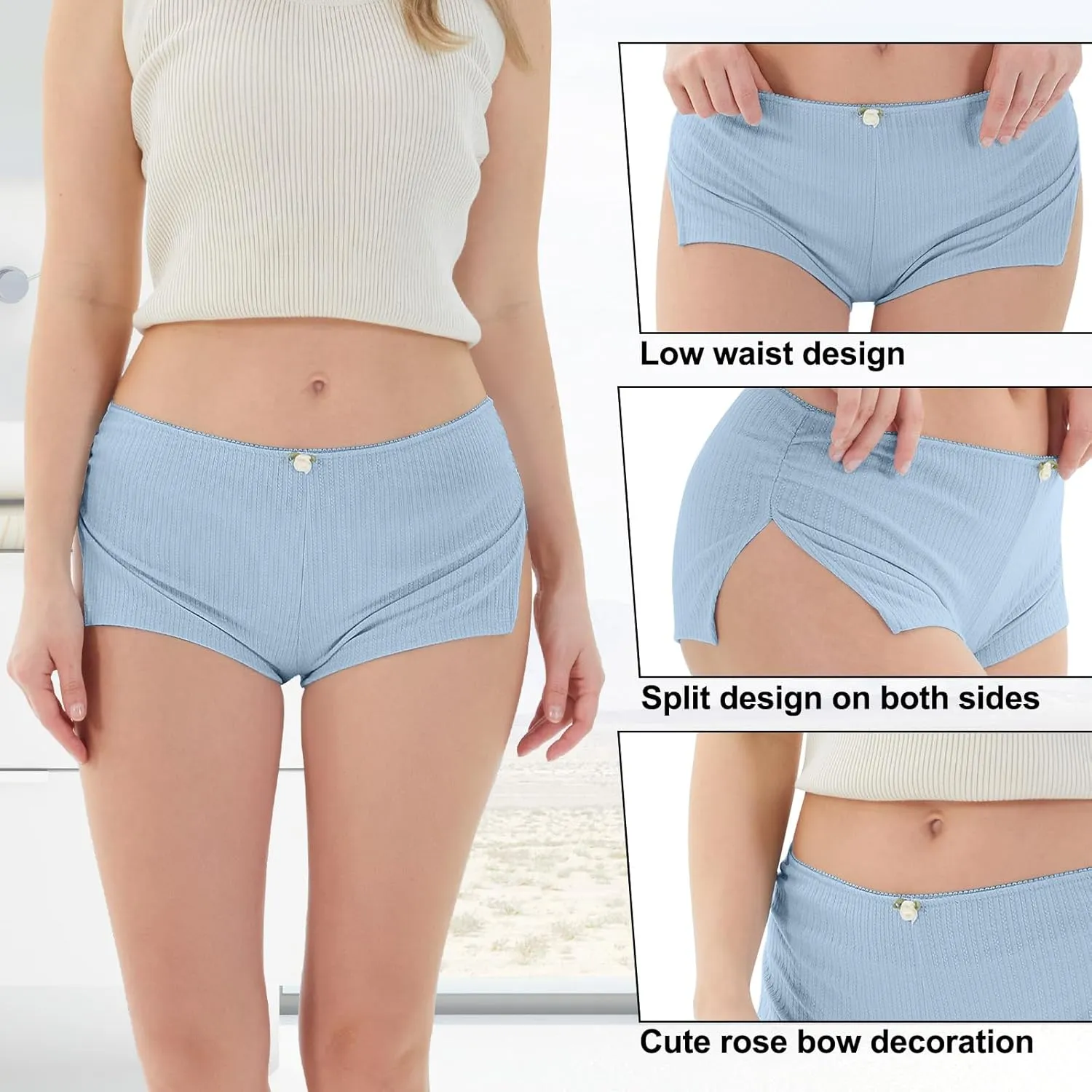 2 Pack Women Y2k Micro Shorts Low Waist Side Slit Mini Lounge Stretch Shorts Pj Bottom