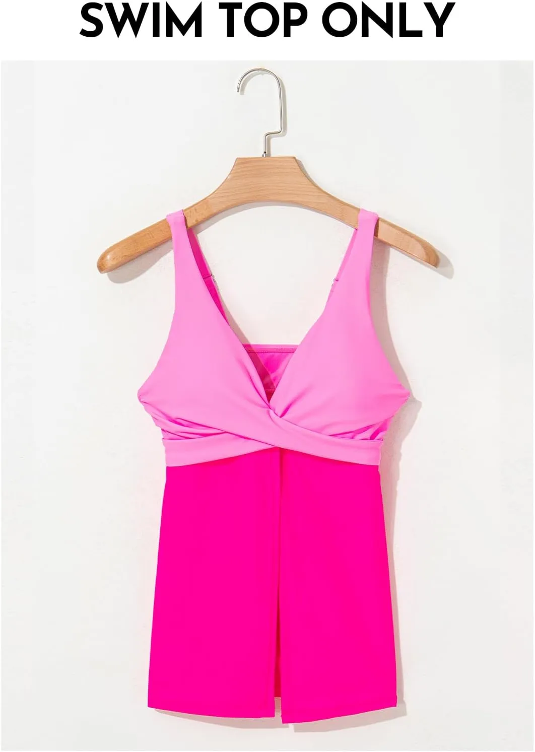 Aleumdr Tankini Tops for Women Swim Top Only Tummy Control Bathing Suit Twist Front Top No Bottom Slimming Swimwear