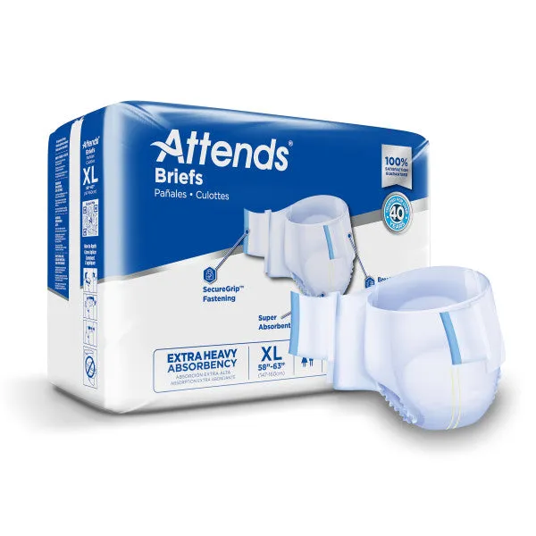 Attends DermaDry Plus Incontinence Brief - Extra Heavy Absorbency