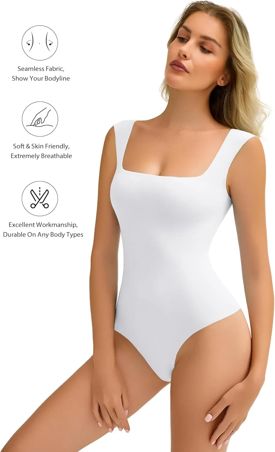 Avidlove Bodysuits for Women Square Neck Body Suit Double Lined Tank Top Bodysuit Soft