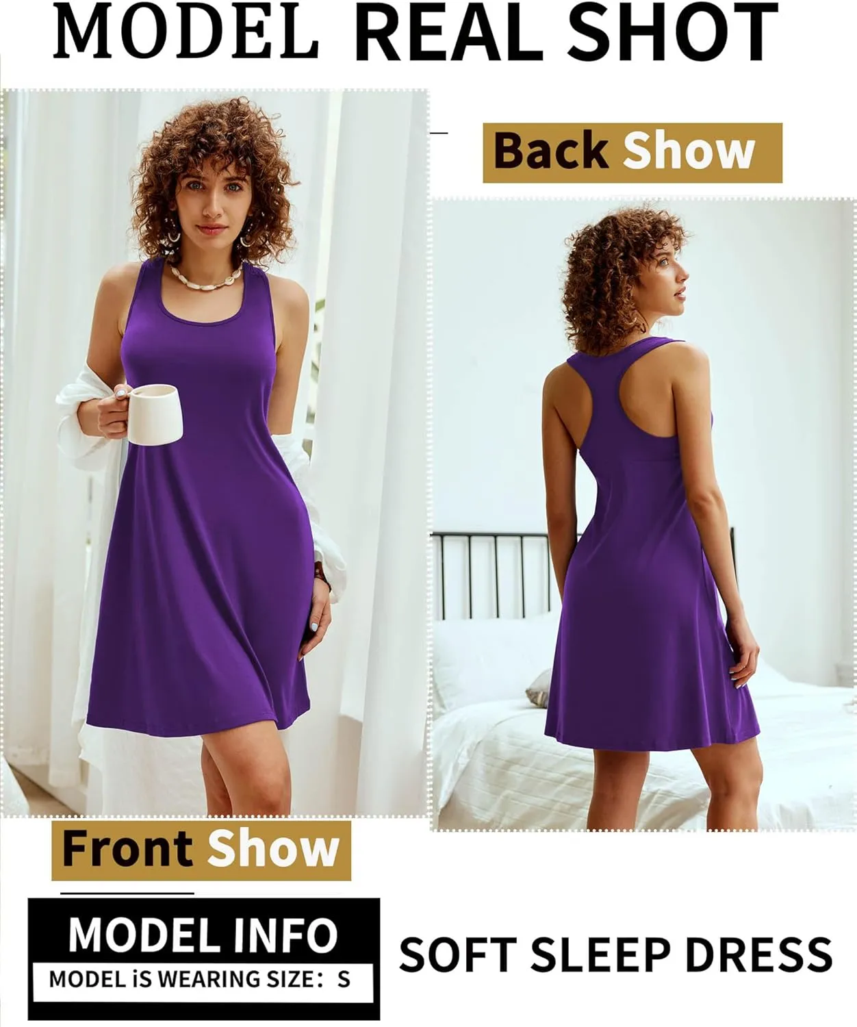 Avidlove Sleepwear for Women Tank Nightgown Chemise Racerback Sleeveless Sleep Dress