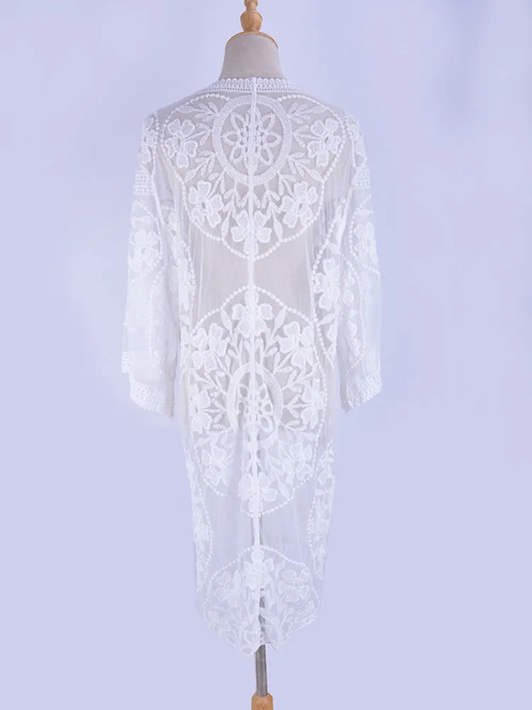 Beach Robe, Cover Up, Freya  in White, Black, Red and Yellow