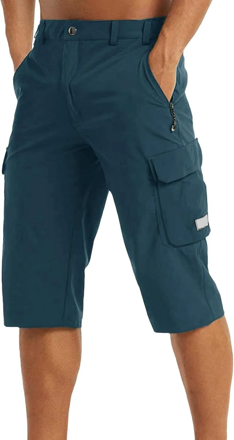 Big and Tall Cargo Shorts for Men Quick Dry Lightweight Hiking Athletic 3/4 Capris Casual Work Golf Short Pant Pocket