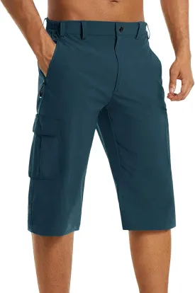 Big and Tall Cargo Shorts for Men Quick Dry Lightweight Hiking Athletic 3/4 Capris Casual Work Golf Short Pant Pocket