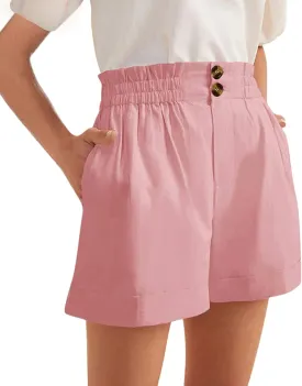 Casual Summer Shorts for Women High Waisted Botton Front Dressy Lounge Shorts Trendy Wide Leg Baggy Short Pants