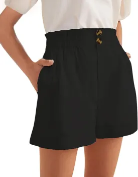 Casual Summer Shorts for Women High Waisted Botton Front Dressy Lounge Shorts Trendy Wide Leg Baggy Short Pants