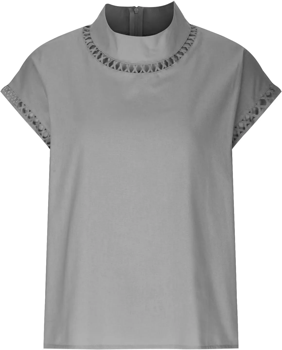 Ceboyel Women Linen Summer Shirt Dressy Causal Boho Blouses Short Sleeve Turtle Neck Tops Trendy Ladies Going Out Clothes