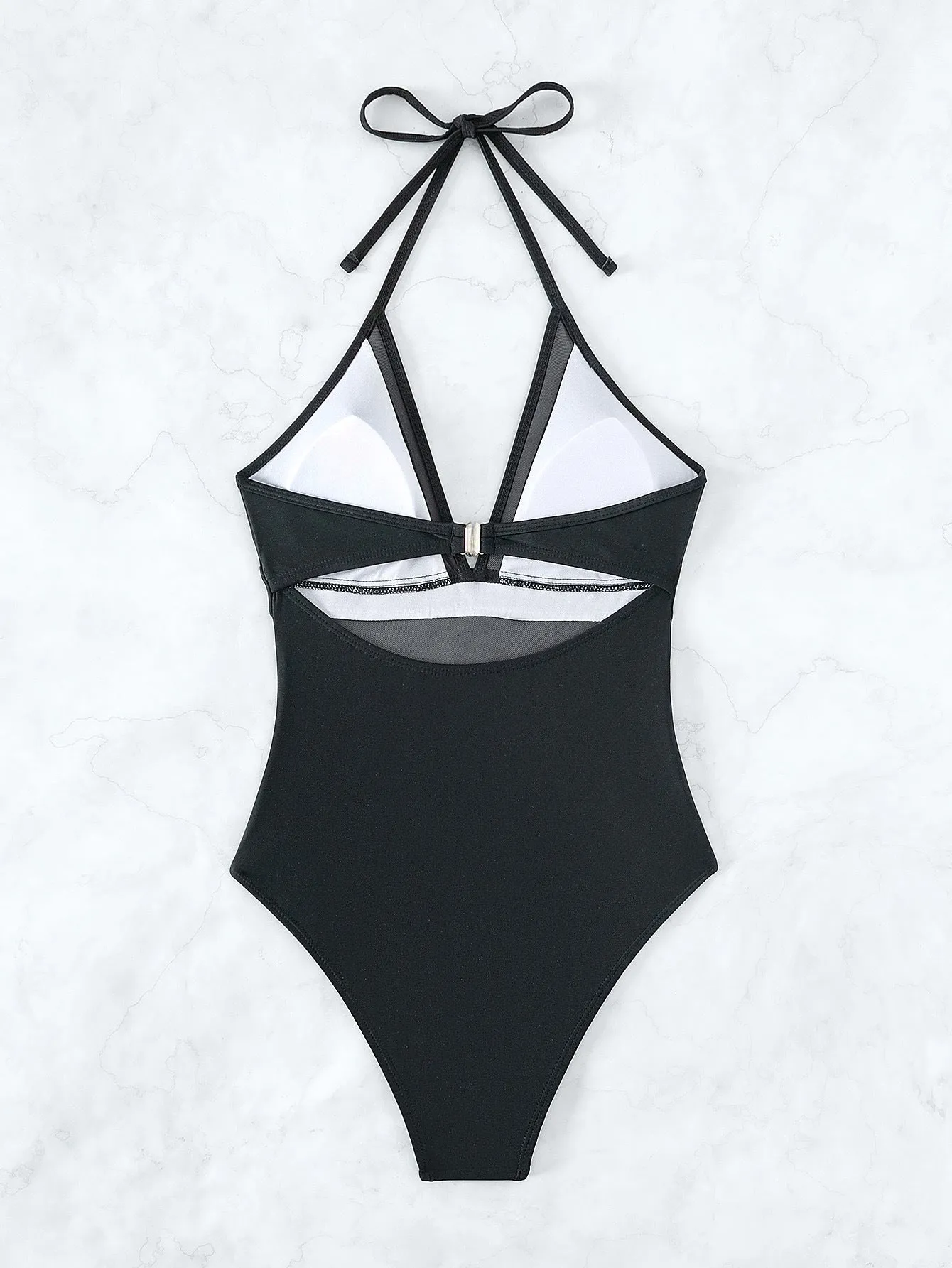Chic Mesh Panel Backless Monokini Swimsuit