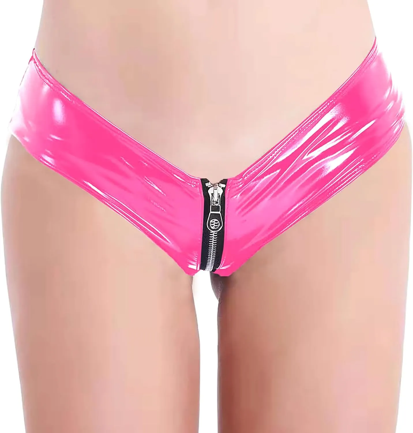 FEOYA Women's Black Latex Outfit Patent Leather Bottom Party Club Clubwear