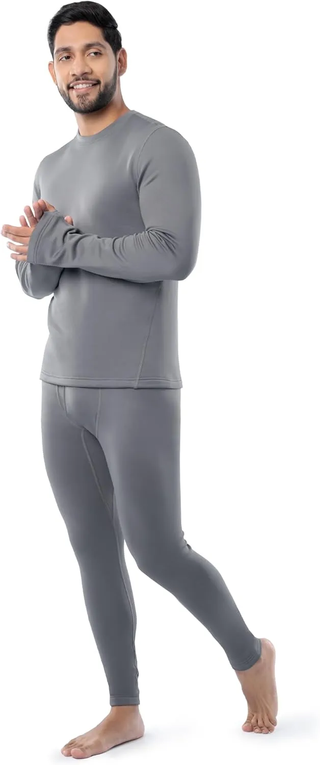 Fruit of the Loom Men's Heavyweight Brushed Back Fleece Thermal Underwear Base Layer Set