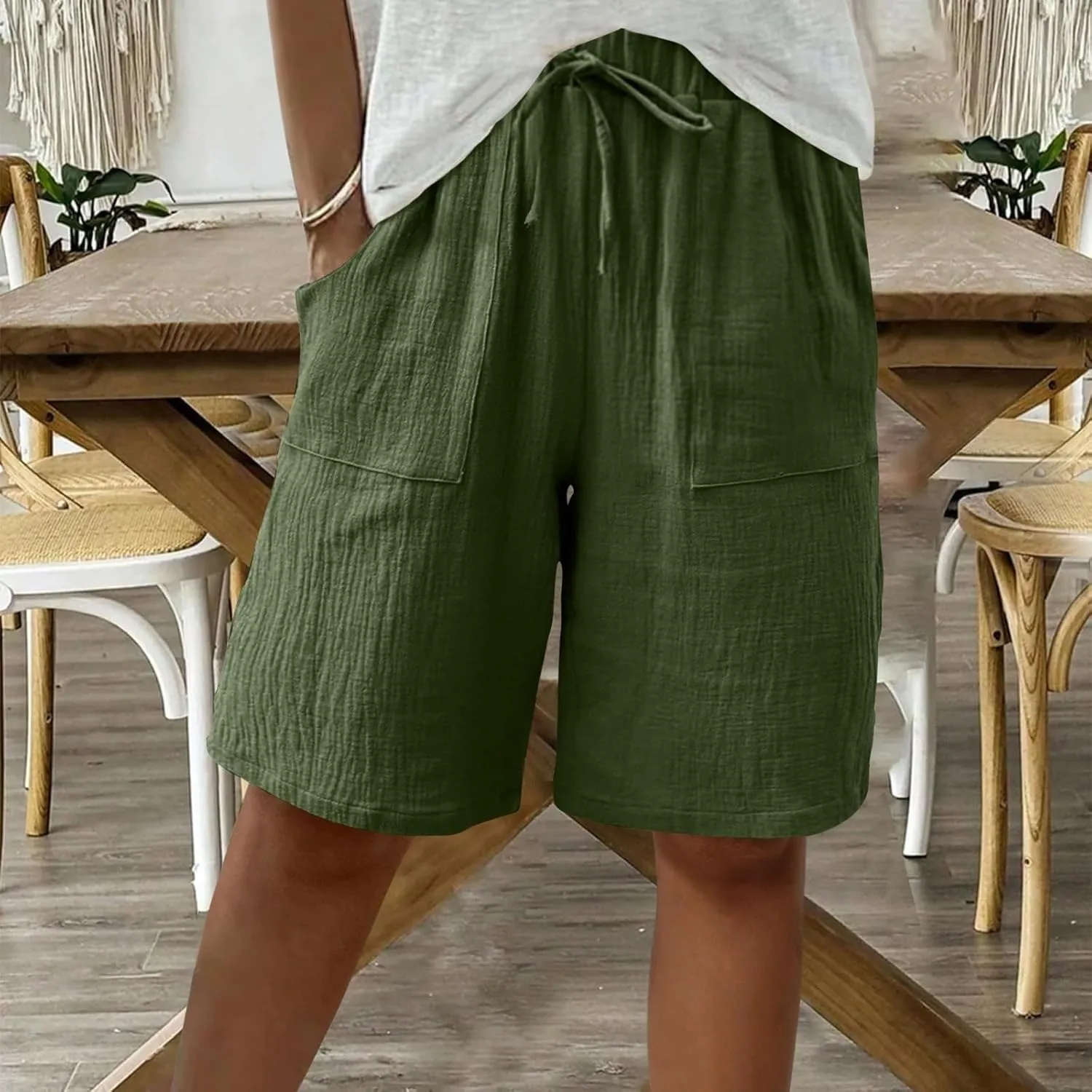 Girls Elastic Waist Drawstring Loose Wide Leg Shorts Youth Knee Length Bermuda Shorts Summer Casual Beach Clothes 2025