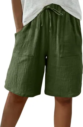 Girls Elastic Waist Drawstring Loose Wide Leg Shorts Youth Knee Length Bermuda Shorts Summer Casual Beach Clothes 2025