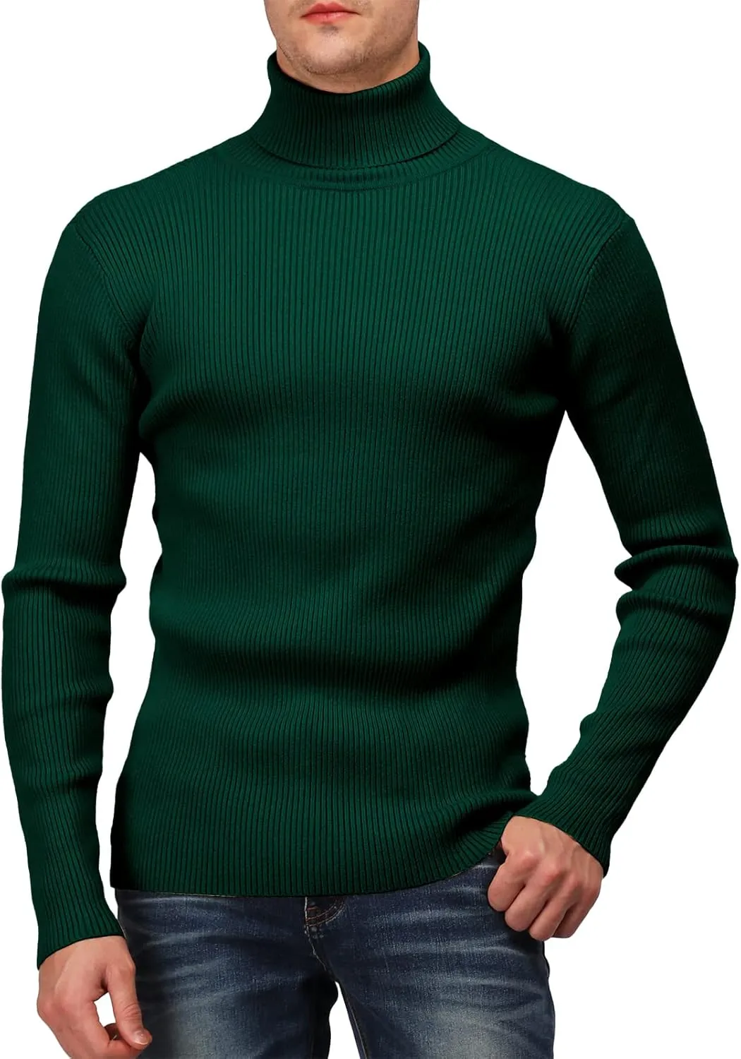 H2H Mens Slim Fit Turtleneck Pullover Sweaters Basic Tops Knitted Thermal