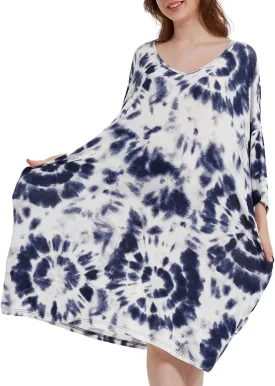 KFUBUO Plus Size Nightgowns for Women V-Neck Sleep Tshirts Dress Pjs Lounge Short Sleeves Sleepwear With Pocket Fit S-5XL
