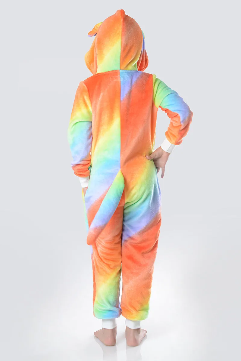 Kid's Plush Unicorn Rainbow Animal Onesie Pajama