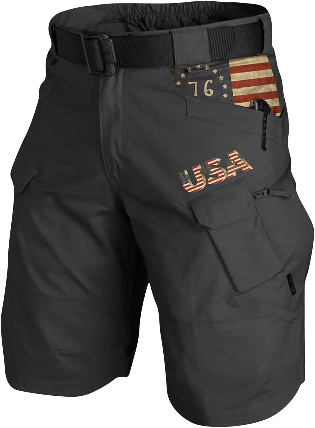 lcyhony Tactical Shorts for Men Lightweight Quick Dry Knee Length Cargo Shorts Casual Print Hiking Pants with Multi Pockets