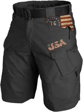 lcyhony Tactical Shorts for Men Lightweight Quick Dry Knee Length Cargo Shorts Casual Print Hiking Pants with Multi Pockets