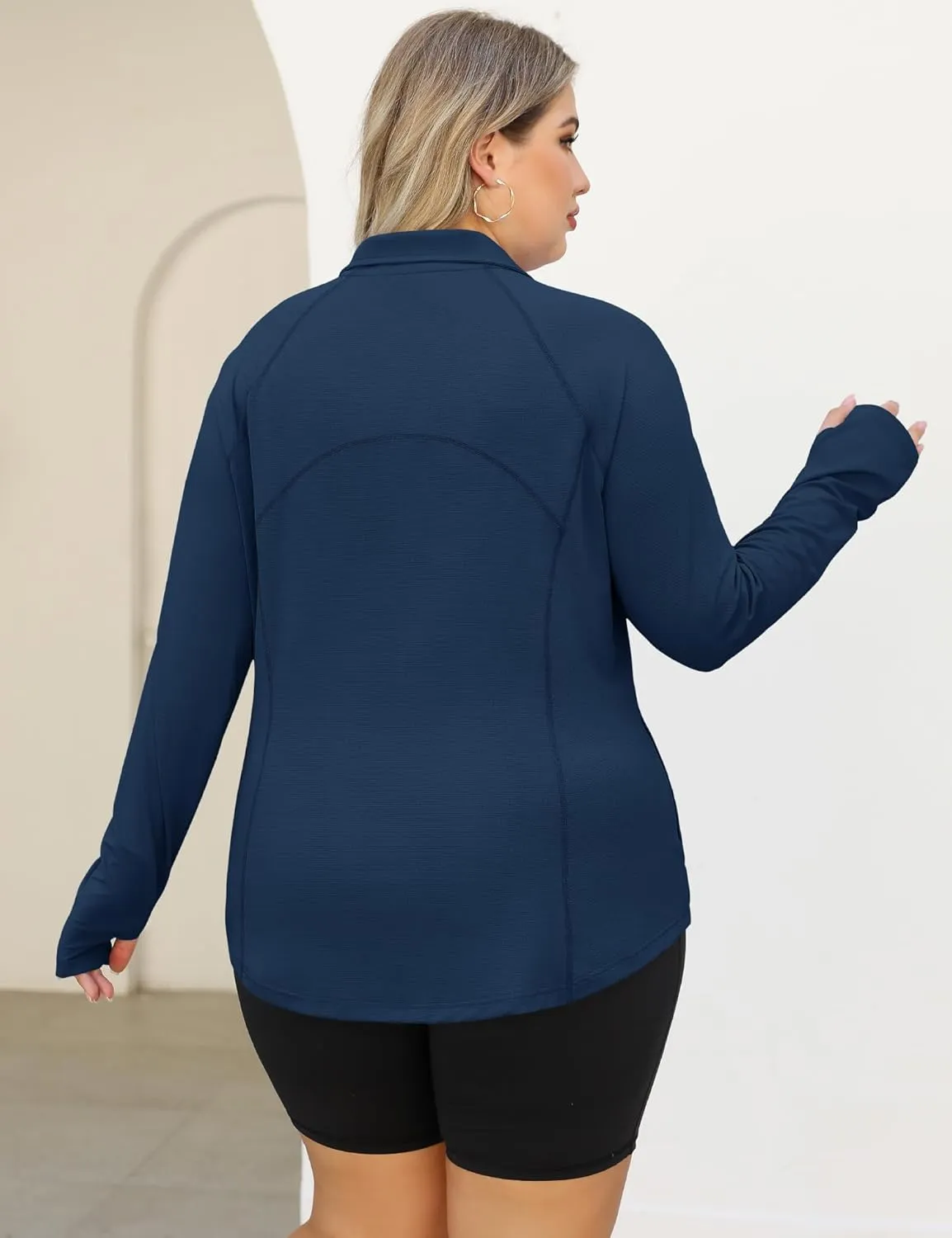 LOMON Womens Plus Size Workout Tops Long Sleeve 1/4 Zip UV Sun Protection Quick Dry Hiking Athletic Shirts Rash Guard UPF 50 