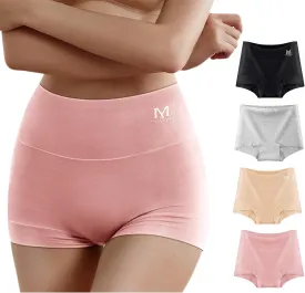 MEIYATING Boy Shorts Underwear for Women High Waisted Cotton Panties Stretch Briefs 4 Pack