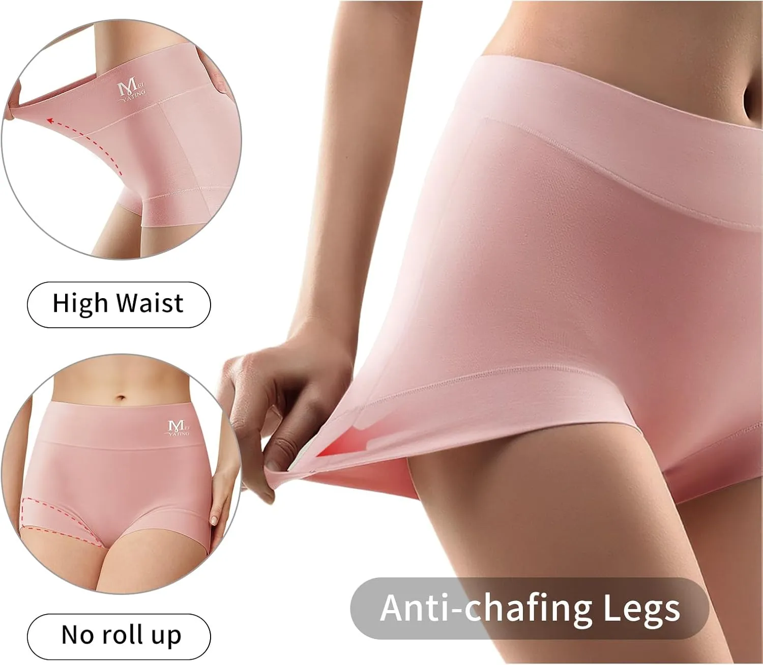 MEIYATING Boy Shorts Underwear for Women High Waisted Cotton Panties Stretch Briefs 4 Pack