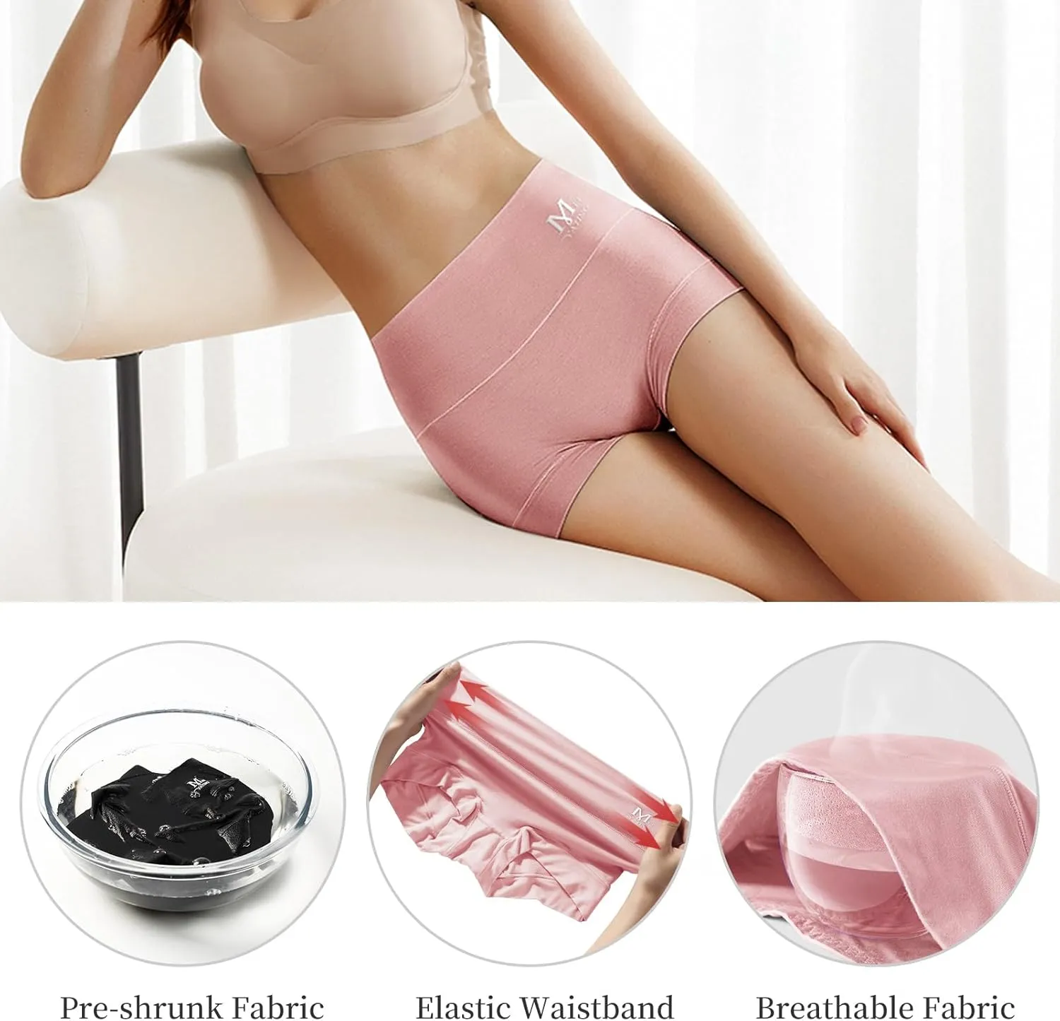 MEIYATING Boy Shorts Underwear for Women High Waisted Cotton Panties Stretch Briefs 4 Pack