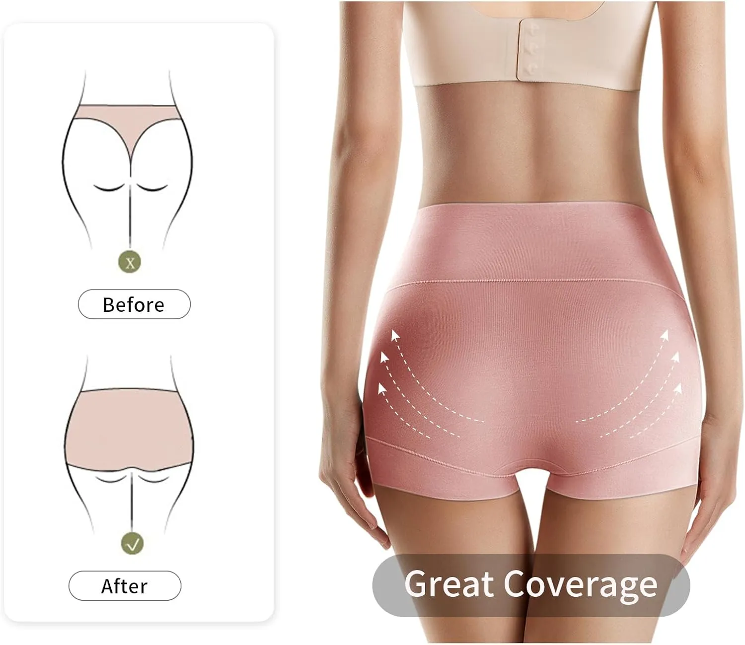 MEIYATING Boy Shorts Underwear for Women High Waisted Cotton Panties Stretch Briefs 4 Pack