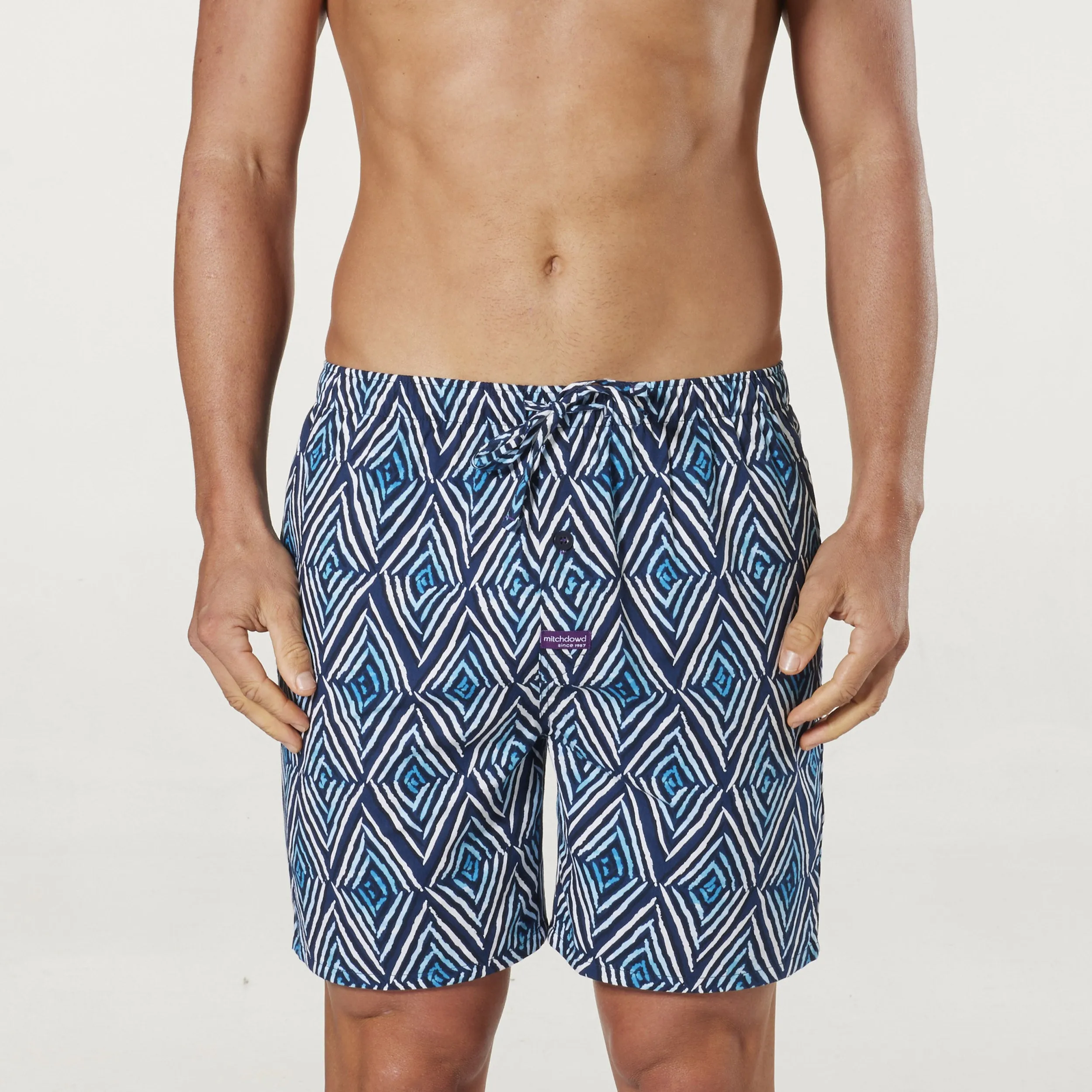 Men's Painted Diamond Cotton Sleep Shorts 2 Pack - Navy