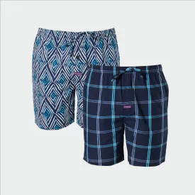 Men's Painted Diamond Cotton Sleep Shorts 2 Pack - Navy