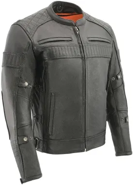 Milwaukee Leather MLM1545 Men's Quilted Pattern Triple Vent Black Leather Scooter Jacket