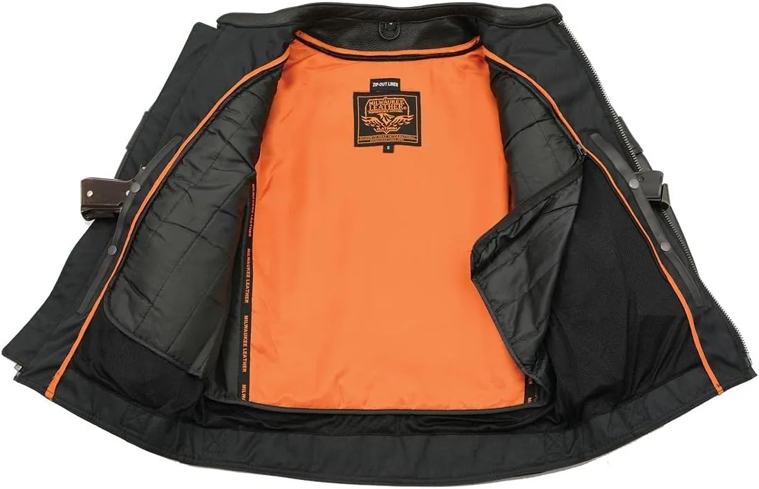 Milwaukee Leather MLM1545 Men's Quilted Pattern Triple Vent Black Leather Scooter Jacket