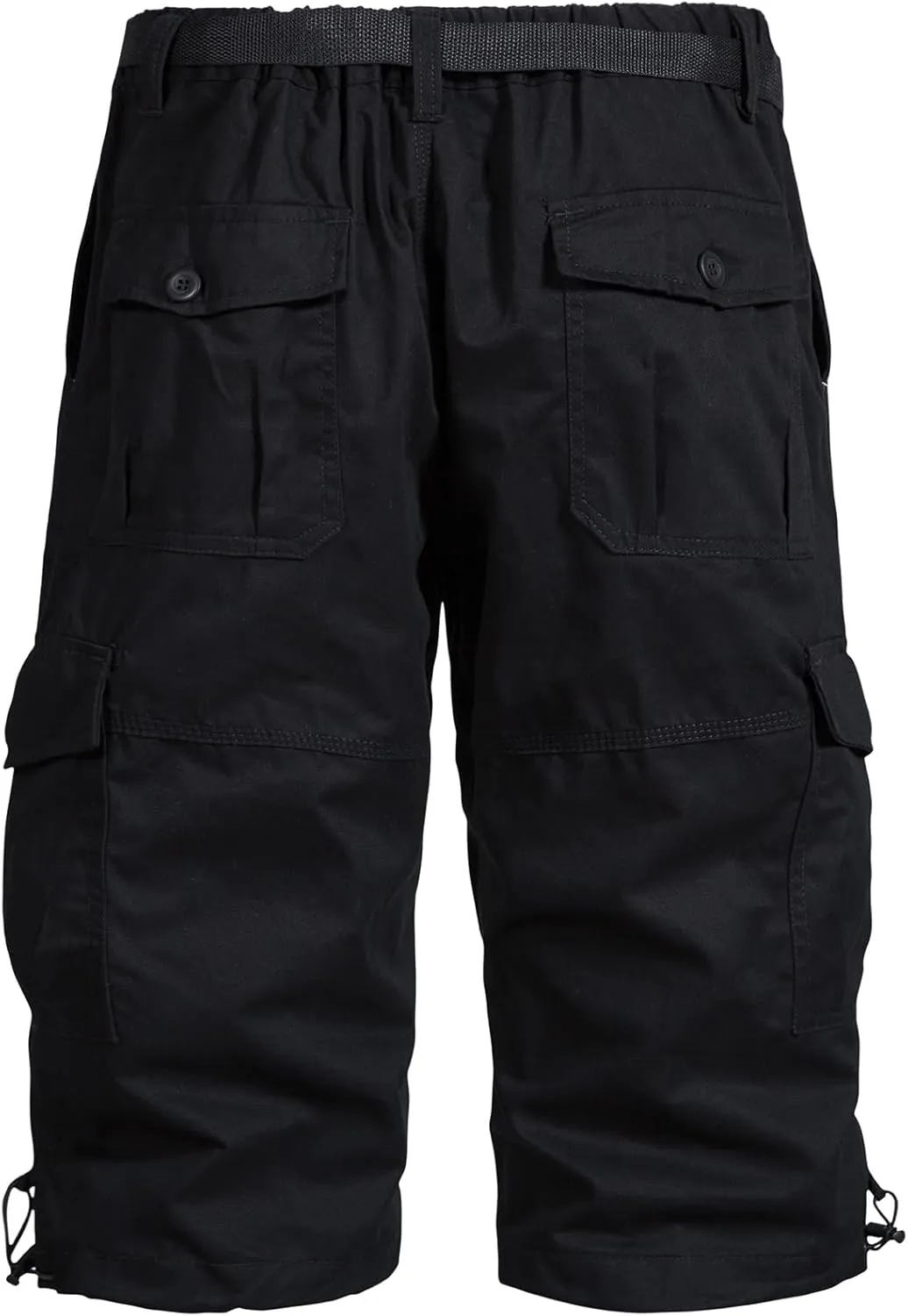 Mylldey Men's Cargo Shorts 3/4 Relaxed Fit Mens Running Shorts 7 Pockets Elastic Waist Cotton Hiking Shorts