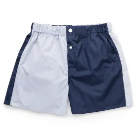 Navy Patchwork Superior Cotton Boxer Shorts - Slim Fit