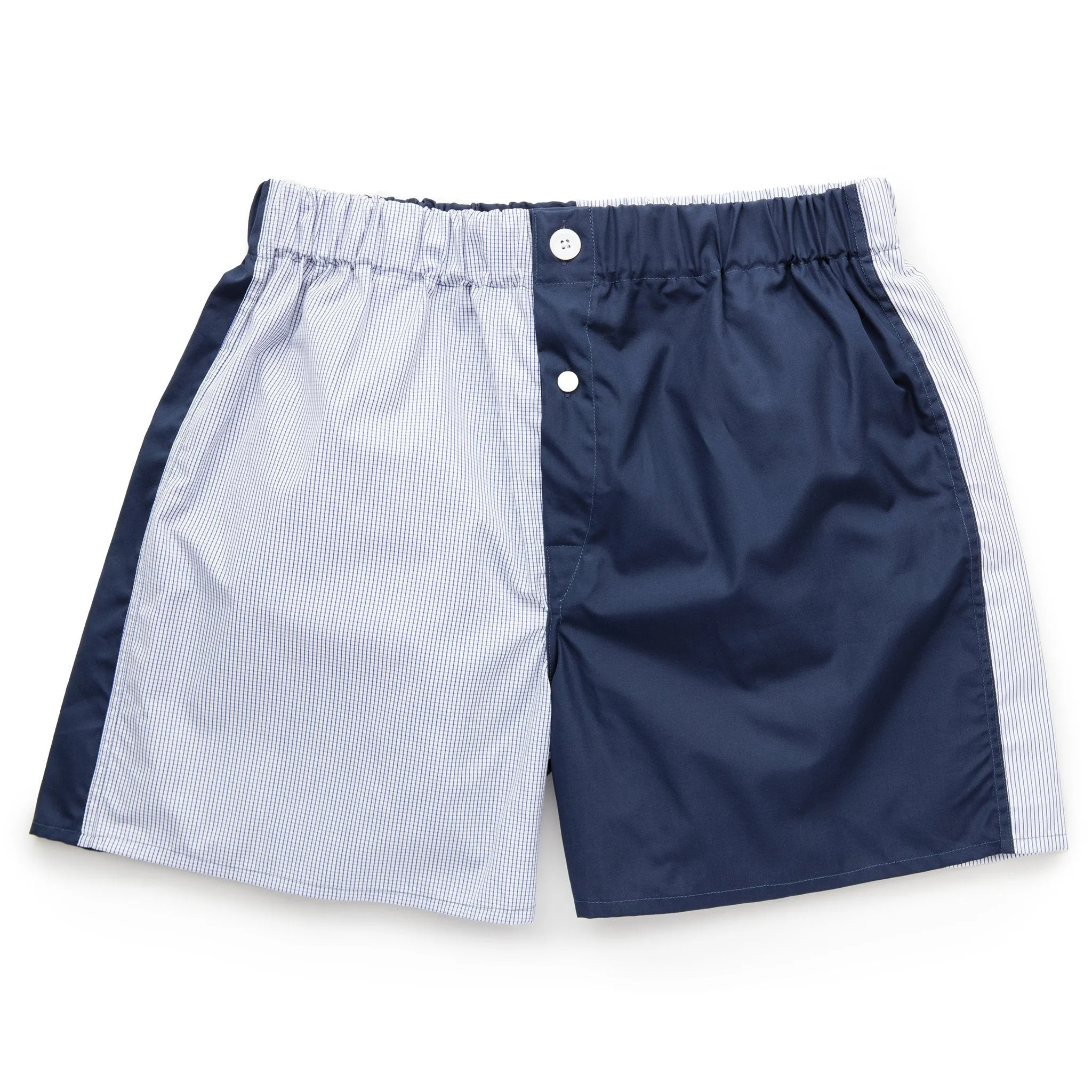 Navy Patchwork Superior Cotton Boxer Shorts - Slim Fit