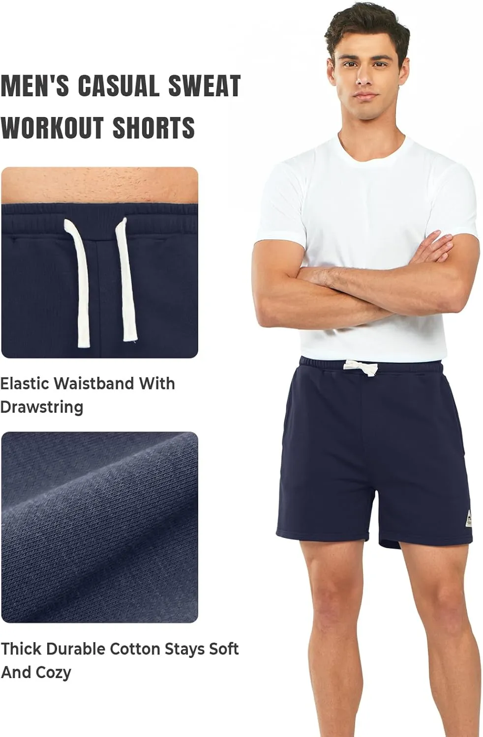 NORTHYARD Men's Sweat Shorts 5" with Pockets Cotton Drawstring Summer Workout Casual Lounge Shorts