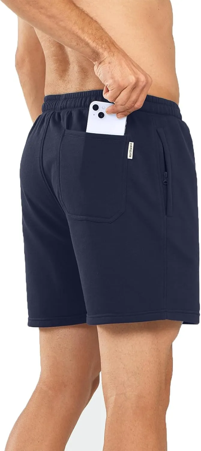 NORTHYARD Men's Sweat Shorts 5" with Pockets Cotton Drawstring Summer Workout Casual Lounge Shorts