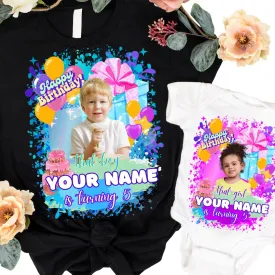Photo Name Age Customized All Sizes Kids Birthday T-shirt, Customized Kids Birthday Shirt, Custom Kids Tshirt, Unisex Adult Toddler Baby Shirt, Personalized Kids Gifts, Boys Girls Birthday Shirt