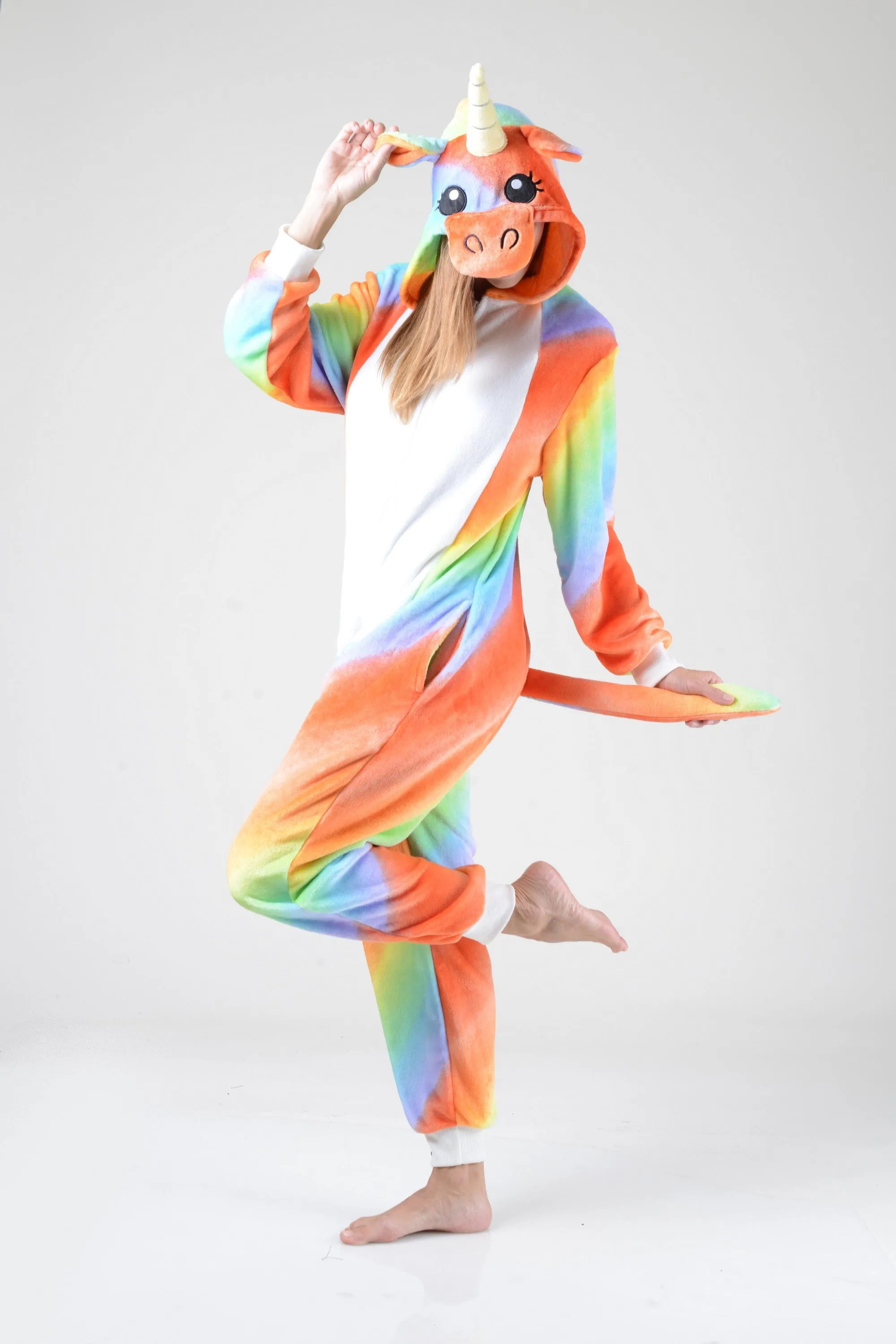 Plush Unicorn Rainbow Animal Onesie Pajama