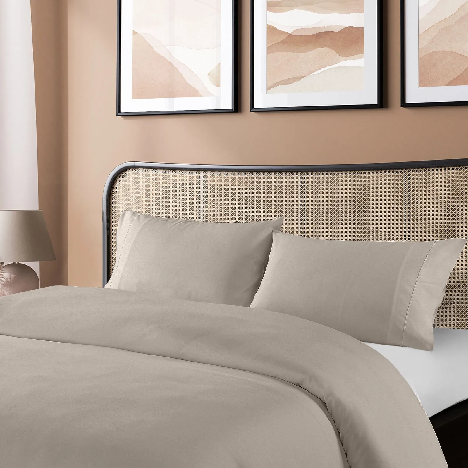 QUEEN Blended Bamboo Quilt Cover Set - Warm Grey