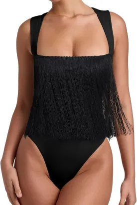 REORIA Butsmooth Womens Sexy Sleeveless Square Neck Double Lined Basic Bodysuit Tank Tops