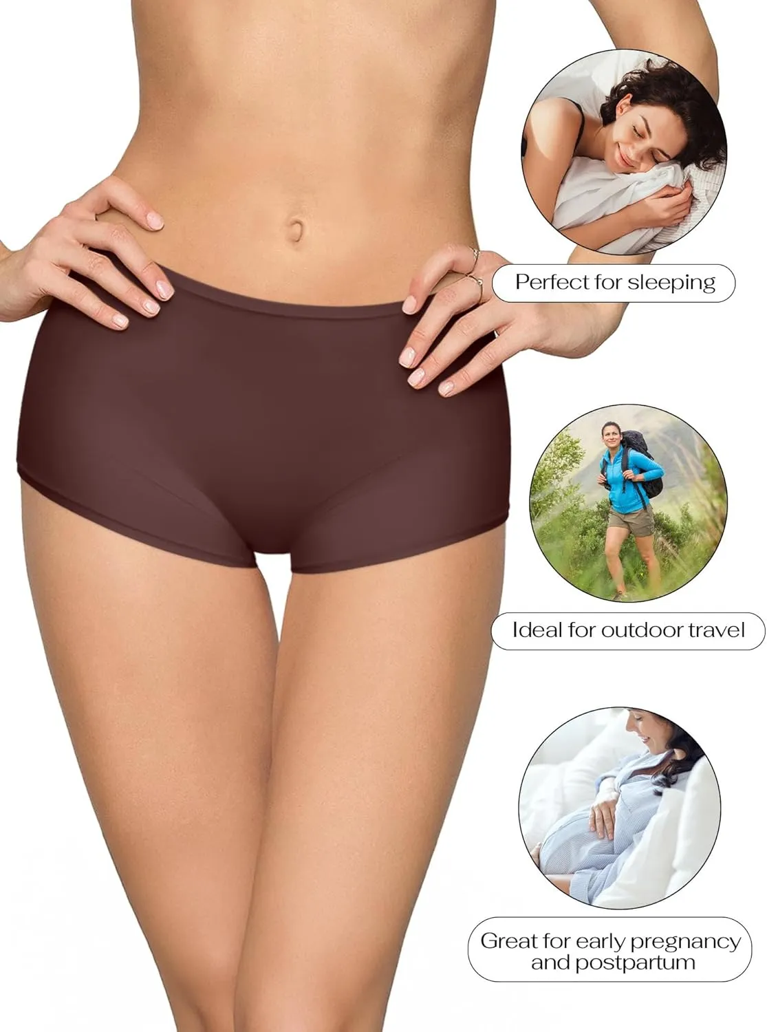 REORIA High Waisted Underwear for Women Full Coverage Boy Shorts Boxer Briefs 4 Pack