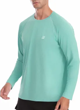 Roadbox Men's UPF 50  Rash Guard Long Sleeve, Cool Dry UV Sun Protection Water T-Shirts, Lightweight Fishing Hiking Shirts