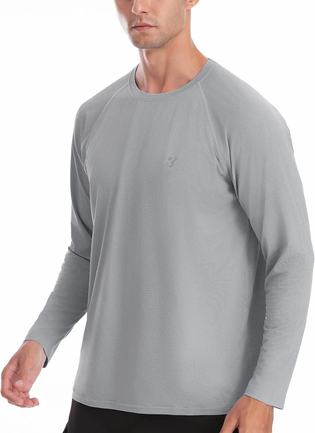 Roadbox Men's UPF 50  Rash Guard Long Sleeve, Cool Dry UV Sun Protection Water T-Shirts, Lightweight Fishing Hiking Shirts