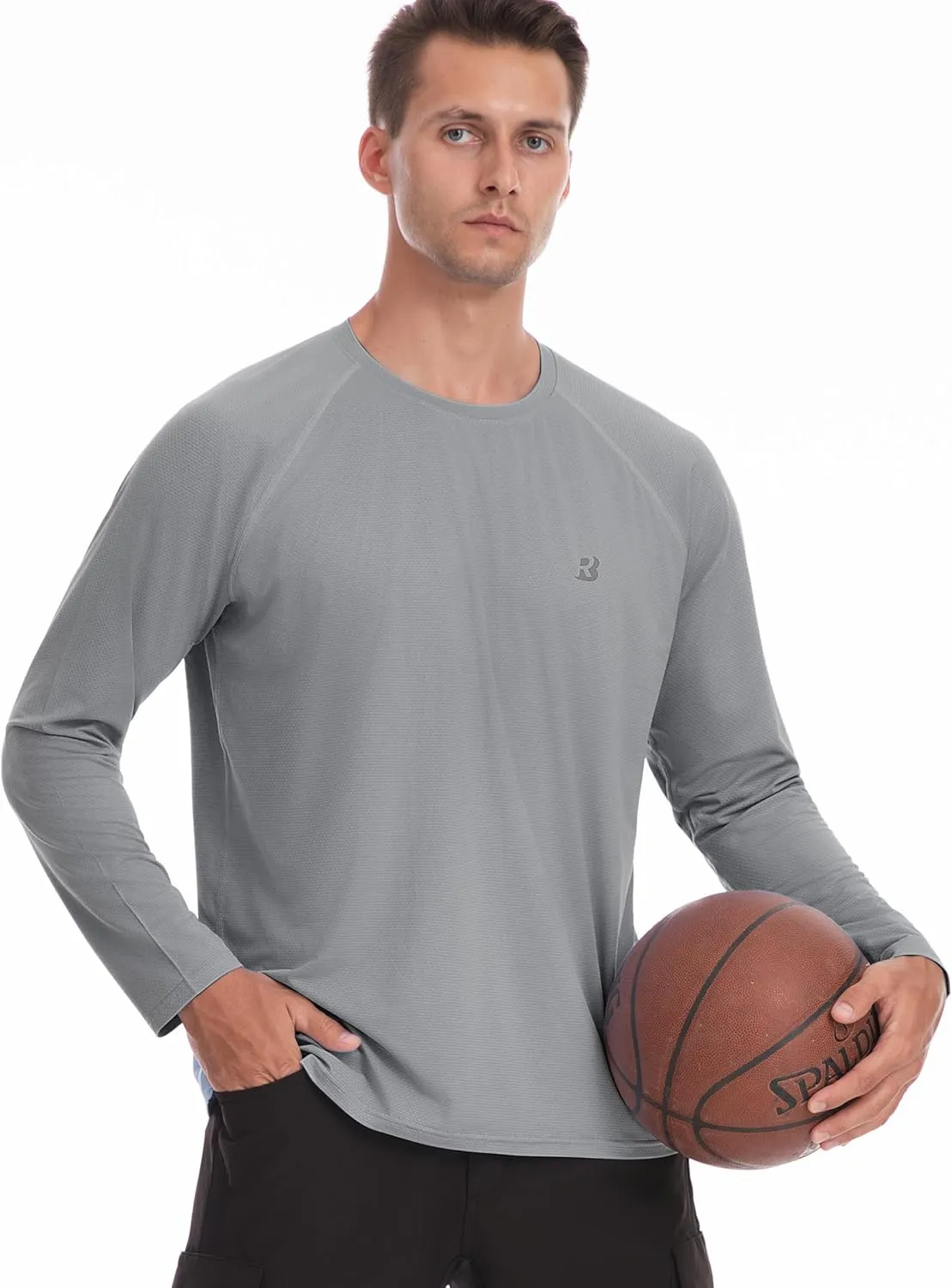 Roadbox Men's UPF 50  Rash Guard Long Sleeve, Cool Dry UV Sun Protection Water T-Shirts, Lightweight Fishing Hiking Shirts