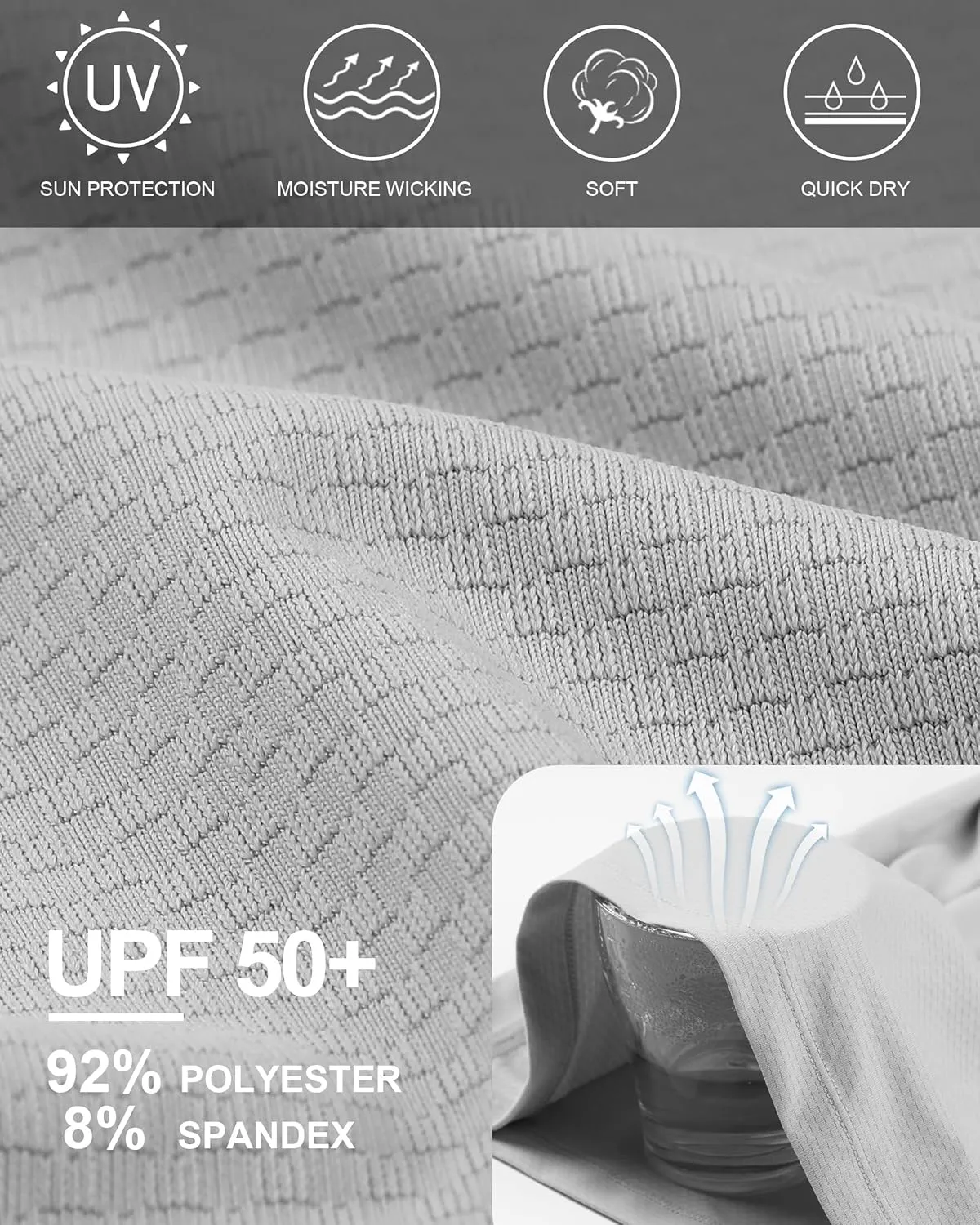 Roadbox Men's UPF 50  Rash Guard Long Sleeve, Cool Dry UV Sun Protection Water T-Shirts, Lightweight Fishing Hiking Shirts