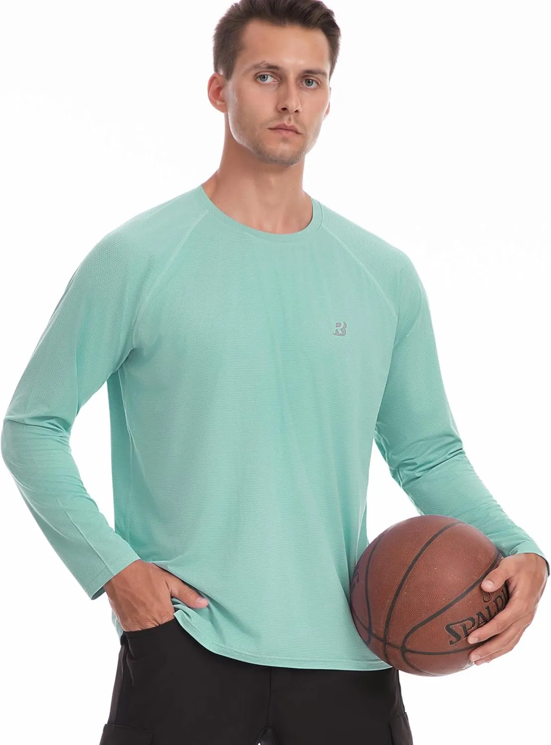 Roadbox Men's UPF 50  Rash Guard Long Sleeve, Cool Dry UV Sun Protection Water T-Shirts, Lightweight Fishing Hiking Shirts