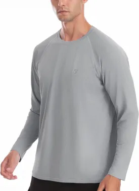 Roadbox Men's UPF 50  Rash Guard Long Sleeve, Cool Dry UV Sun Protection Water T-Shirts, Lightweight Fishing Hiking Shirts