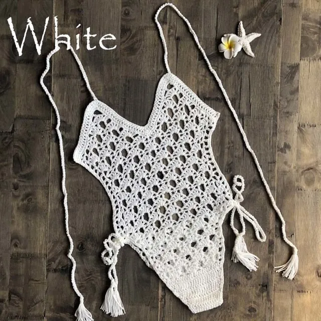 Sexy One-Piece Swimsuit for Women | Crochet Backless Monokini with Khaki Thong Design, Hot Swimwear
