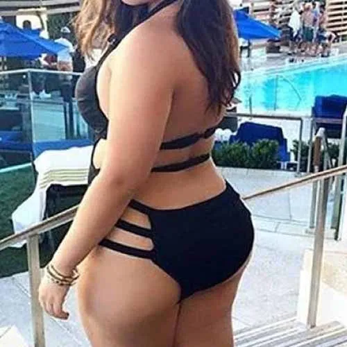 Sexy Pure Black Plus Size Bandage Slim Monokini Backless Women Swimsuit Swimwear