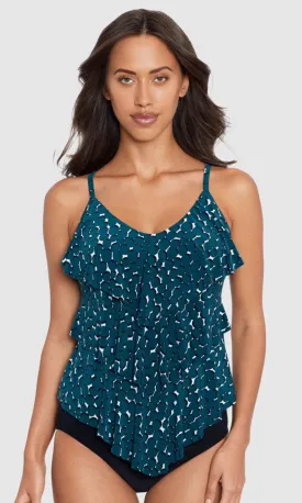 Shadow Dot Rita Tiered Soft Cup Tankini Top , Fits A Cup to C Cup