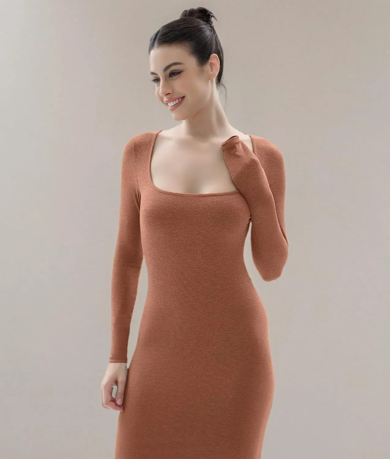 SHAPERX Women's Soft Lounge Slip Dress Sexy Ribbed Bodycon Dresses